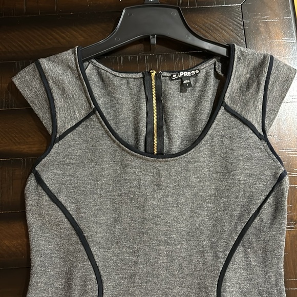 Express size 8 gray dress w black piping and gold zipper - Picture 4 of 9